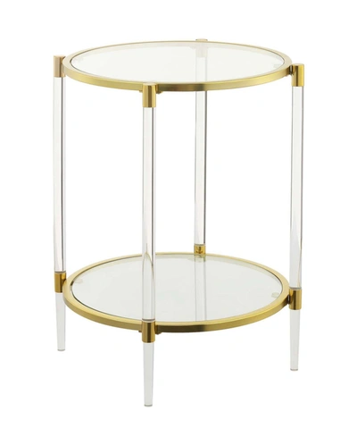 Convenience Concepts Royal Crest 2 Tier Acrylic Glass End Table In Clear,gold-tone