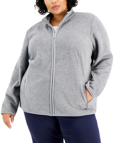Karen Scott Plus Size Zeroproof Jacket, Created For Macy's In Smoke Grey Heather
