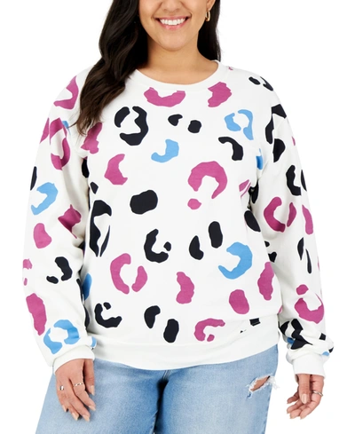 Mighty Fine Trendy Plus Size Leopard Print Sweatshirt In Tan