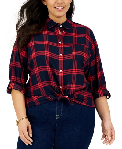 Tommy Hilfiger Plaid Utility Shirt, Created For Macy's In Multi