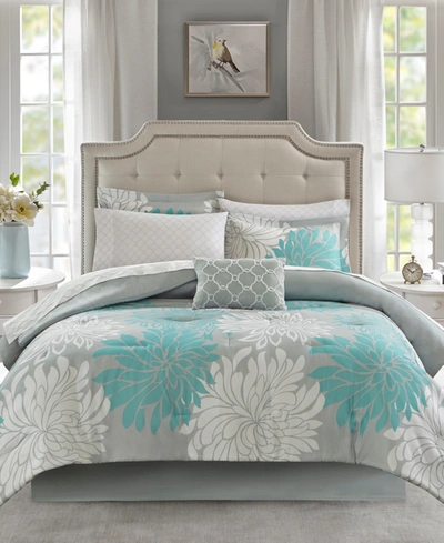 Madison Park Essentials Maible Reversible 9-pc. Full Comforter And Sheet Set Bedding In Aqua