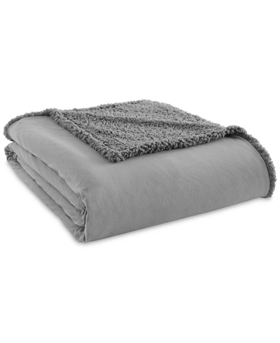 Shavel Micro Flannel To Sherpa King Blanket Bedding In Greystone