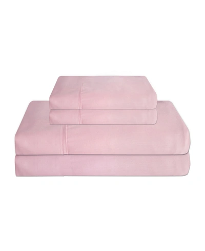 Elite Home 310 Thread Count Organic Cotton Super 3 Piece Sheet Set, Twin Bedding In Blush