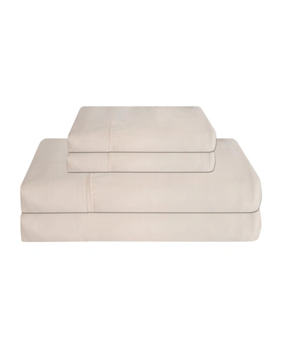 Elite Home 310 Thread Count Organic Cotton Super 3 Piece Sheet Set, Twin Bedding In Stone