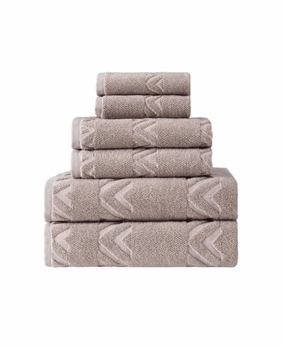 Ozan Premium Home Turkish Cotton Sovrano Collection Towel Sets, Set Of 6 In Latte