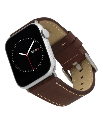 Ak Wearables Smooth Brown Leather Band Designed For Apple Watch 42mm (series 1-3 Only) & 44/45/46/49mm (ultra & U