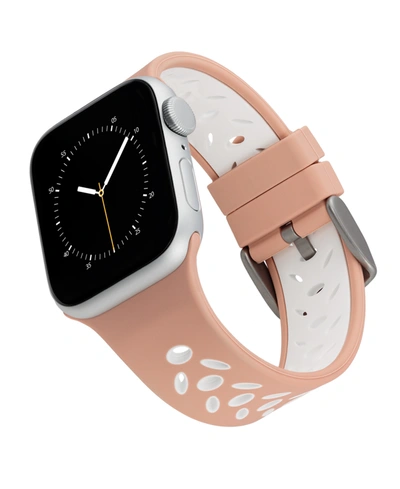 Ak Wearables Withit Pink And White Sport Silicone Band Compatible With 38/40/41mm Apple Watch In Pink/white
