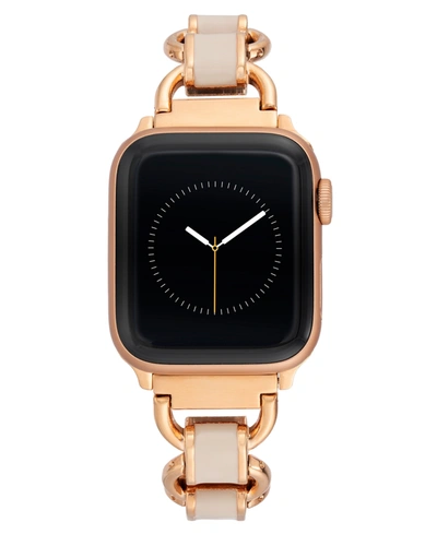 WITHIT WOMEN'S ROSE GOLD-TONE ALLOY METAL AND BLUSH ENAMEL LINK BRACELET DESIGNED FOR APPLE WATCH 42MM (SER