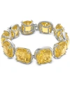 Swarovski Silver-tone Yellow Cushion-cut Crystal Flex Bracelet In Yellow