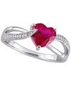 Macy's Lab-created Ruby (1-5/8 Ct. T.w.) & Diamond (1/20 Ct. T.w.) Heart Ring In Sterling Silver In Ruby