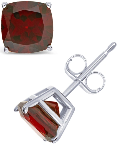 Macy's Gemstone Stud Earrings In Sterling Silver In Garnet