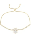 Macy's Cubic Zirconia Paw Adjustable Bolo Bracelet In Fine Gold Plate In Gold