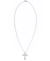 Macy's Cubic Zirconia Cross Pendant Necklace In Fine Silver Plate In Silver