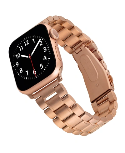 Ak Wearables Rose Gold-tone Stainless Steel Link Band Compatible With 38/40/41mm Apple Watch