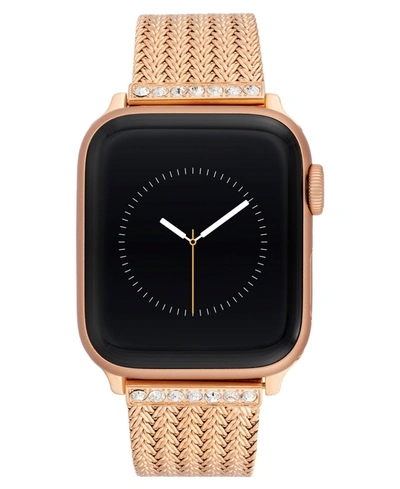 WITHIT WOMEN'S PREMIUM CRYSTAL AND ROSE GOLD-TONE STAINLESS STEEL MESH BAND DESIGNED FOR APPLE WATCH 42MM (