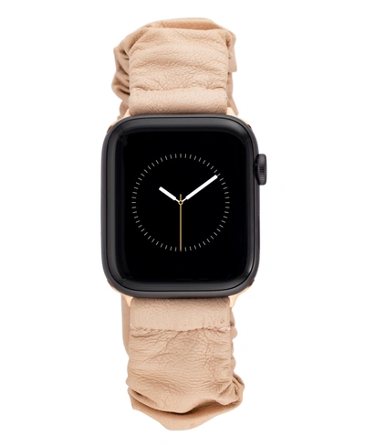 Withit 38/40/41mm Apple Watch Premium Leather Scrunchie Strap In Beige With Rose Gold Adaptors