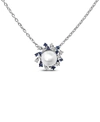 MACY'S CULTURED FRESHWATER PEARL (7MM) & CUBIC ZIRCONIA SCATTERED HALO 18" PENDANT NECKLACE IN STERLING SIL