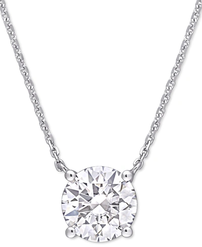 Macy's Lab-created Moissanite Solitaire 17" Pendant Necklace (1-3/4 Ct. T.w.) In 14k White Gold