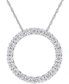 Macy's Lab-created Moissanite Circle 17" Pendant Necklace (2-1/5 Ct. T.w.) In 14k White Gold In Moissanite