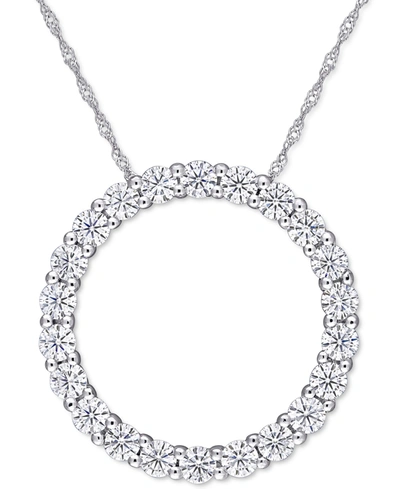 Macy's Lab-created Moissanite Circle 17" Pendant Necklace (2-1/5 Ct. T.w.) In 14k White Gold