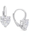 Macy's Lab-created Moissanite Heart Leverback Earrings (4 Ct. T.w.) In Sterling Silver In Moissanite