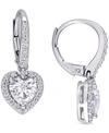 Macy's Lab-created Moissanite Heart Halo Leverback Drop Earrings (2 Ct. T.w.) In 10k White Gold In Moissanite