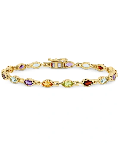 Macy's Multi-gemstone Marquise Bracelet (4-1/2 Ct. T.w.) In 18k Gold-plated Sterling Silver