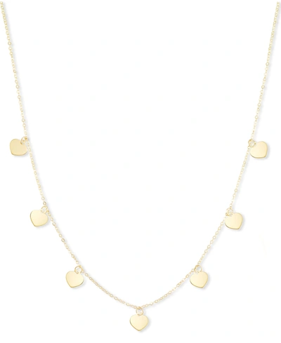 Macy's Polished Heart Dangle 18" Collar Necklace In 10k Gold