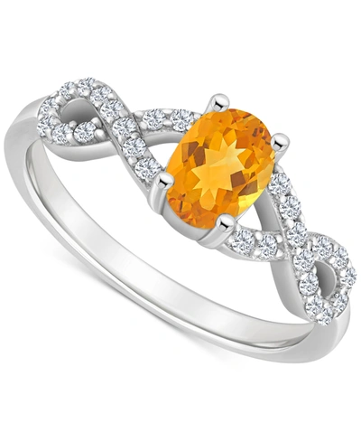 Macy's Rhodolite Garnet (1 Ct. T.w.) & White Topaz (1/4 Ct. T.w.) Twist Ring In Sterling Silver (also In Ci In Citrine