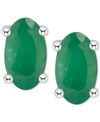 Macy's Ruby Oval-cut Stud Earrings In 14k White Gold (also In Emerald) In Emerald