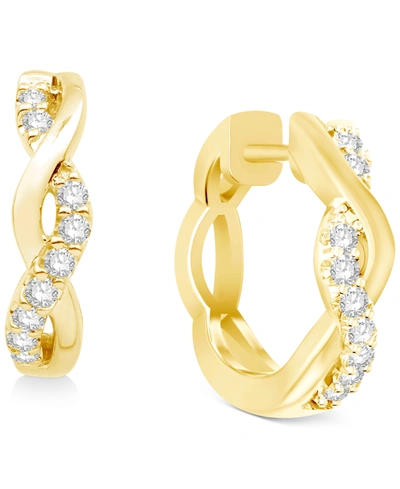 Macy's Diamond Braided Hoop Earrings (1/5 Ct. T.w.) In 14k Yellow Or Rose Gold In Yellow Gold