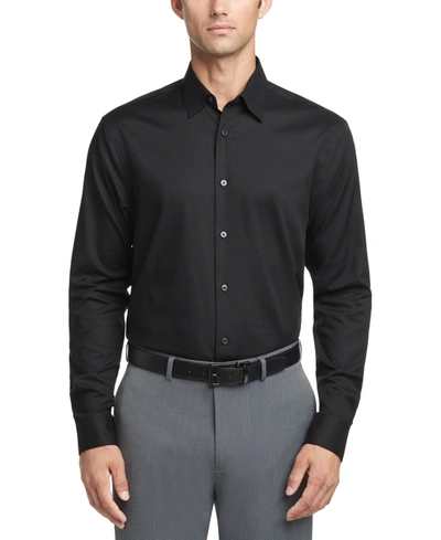 Calvin Klein Men's Steel+ Regular Non-iron Stretch Performance Dress Shirt In Black Beauty
