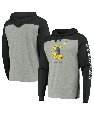 47 Brand Men's Heathered Gray Pittsburgh Steelers Franklin Wooster Throwback Long Sleeve Hoodie T-shirt