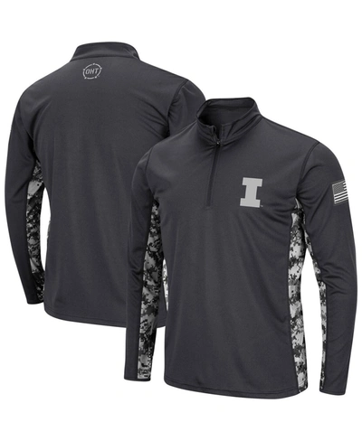 Colosseum Men's Charcoal Illinois Fighting Illini Oht Military-inspired Appreciation Digi Camo Quarter-zip Jac