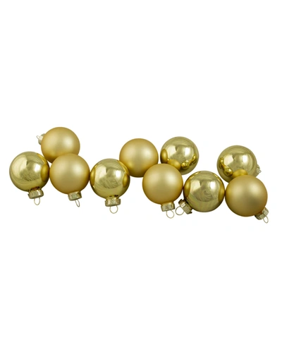 Northlight 10 Count Shiny And Matte Champagne Glass Ball Christmas Ornaments In Gold