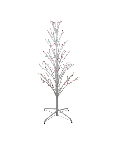 Northlight 4' White Lighted Christmas Cascade Twig Tree Outdoor Decoration In Multi