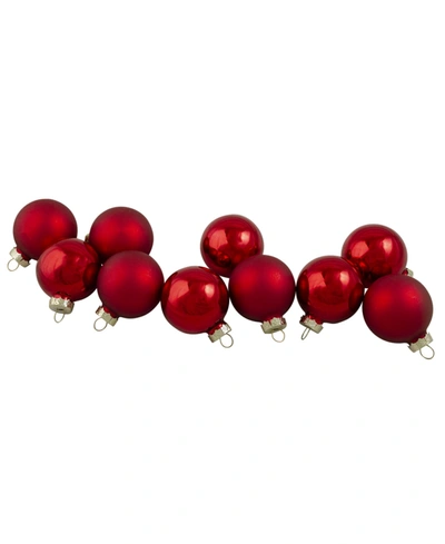 Northlight 10 Count 2-finish Glass Christmas Ball Ornaments 1.75" 45mm In Red