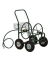 GLITZHOME GREEN STEEL 4-WHEEL GARDEN HOSE REEL CART, 34.5"