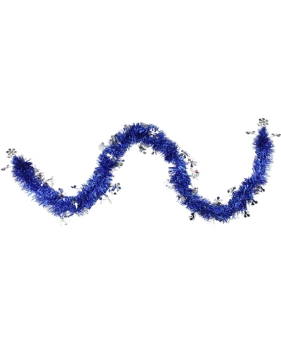 Northlight 50' Lavish Blue Christmas Tinsel Garland With Silver Snowflakes