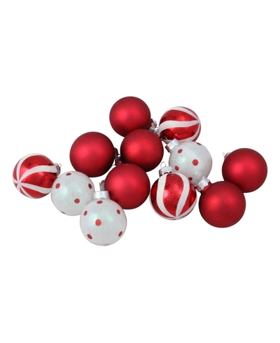 Northlight 12 Count 2-finish Glass Christmas Ball Ornaments In Red