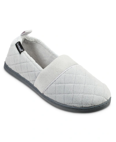 Isotoner Signature Quilted Memory Foam Microterry Slip On Slippers In Light Gray