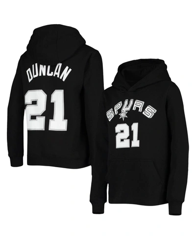 Mitchell & Ness Kids' Youth Boys Tim Duncan Black San Antonio Spurs Hardwood Classics Name And Number Pullover Hoodie