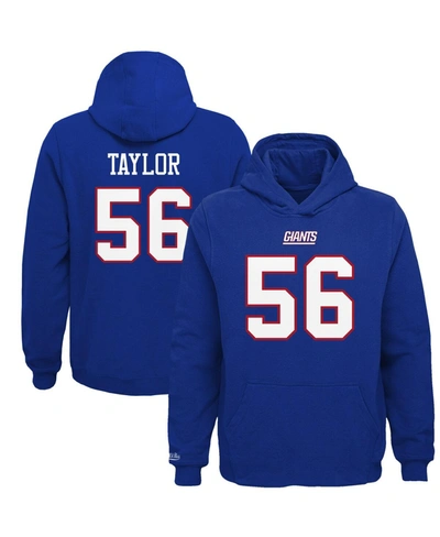 Mitchell & Ness Kids' Youth Boys Lawrence Taylor Royal New York Giants Retired Player Name And Number Fleece Pullover Hood