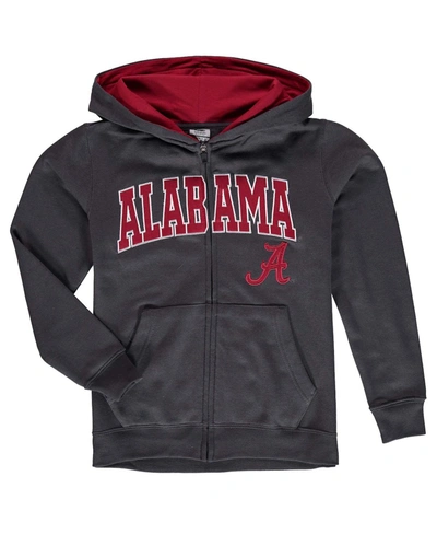 Stadium Athletic Youth Boys Charcoal Alabama Crimson Tide Applique Arch And Logo Full-zip Hoodie