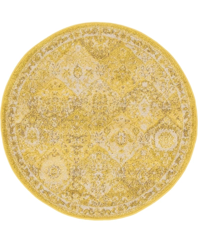 Bayshore Home Closeout!  Lorem Lor2 3' 3" X 3' 3" Round Area Rug In Yellow