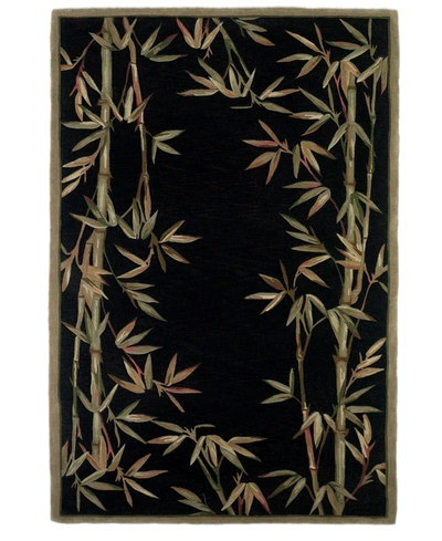 Kas Sparta Bamboo Border 5'6" Round Area Rug In 3147 Black