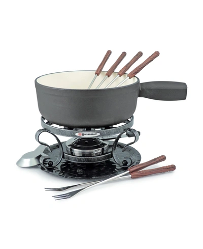 Swissmar Lugano 9 Piece Cast Iron Fondue Set In Black