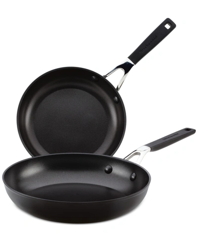 Kitchenaid 2-pc. Hard-anodized Induction Nonstick Frying Pan Set In Black