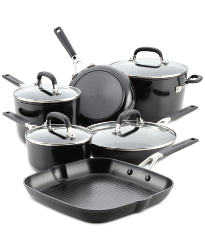 Kitchenaid 10-pc. Hard-anodized Nonstick Cookware Set In Black
