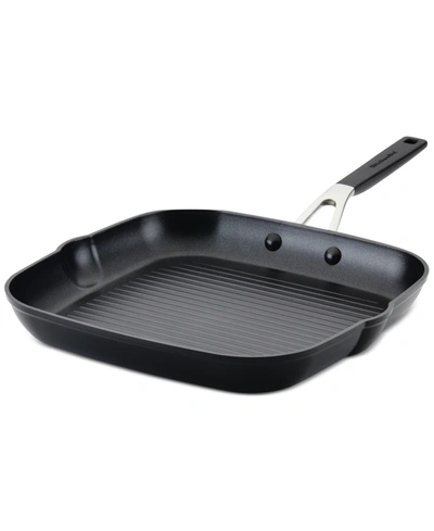 Kitchenaid Hard Anodized Square Grill Pan, 11.25in In Black